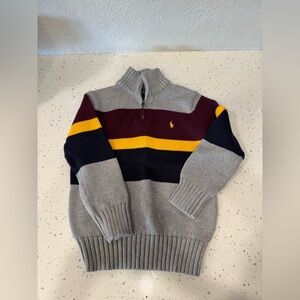 Polo Ralph Lauren Gray, Maroon, and Yellow Zip-Up Sweater